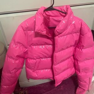 Pink puffer jacket